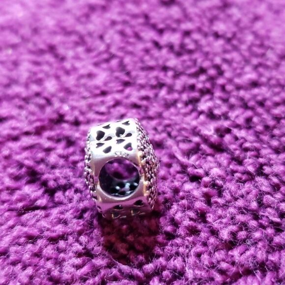 Authentic Pandora Sparkling Clear CZ 925 Sterling Silver Flower Charm EUC - Picture 3 of 4